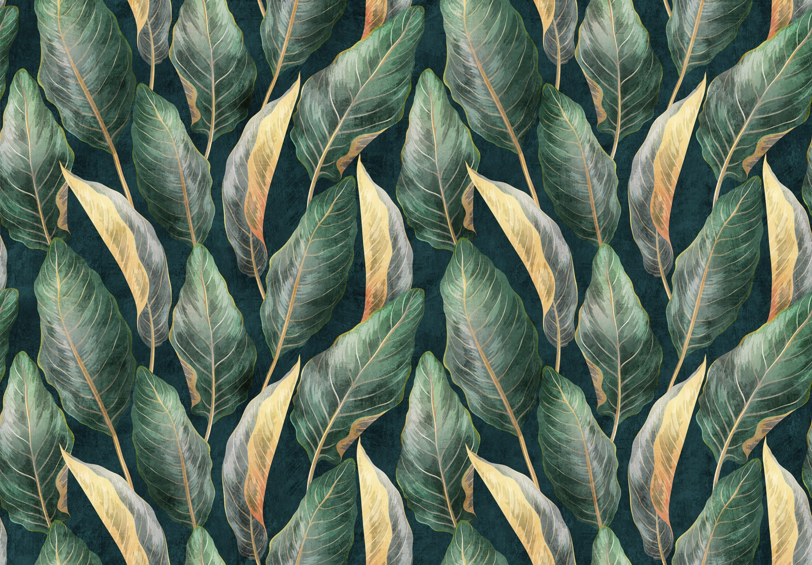 Флис Фототапет LEAVES Зелени листа, акварел